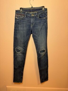 Ralph Lauren Dark Blue Skinny Jeans with US Flag Detail 29x32